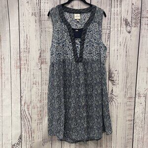 Knox Rose Navy Floral 2pc Sheer Coverup MiniDress or Tunic with Slip Extra Large